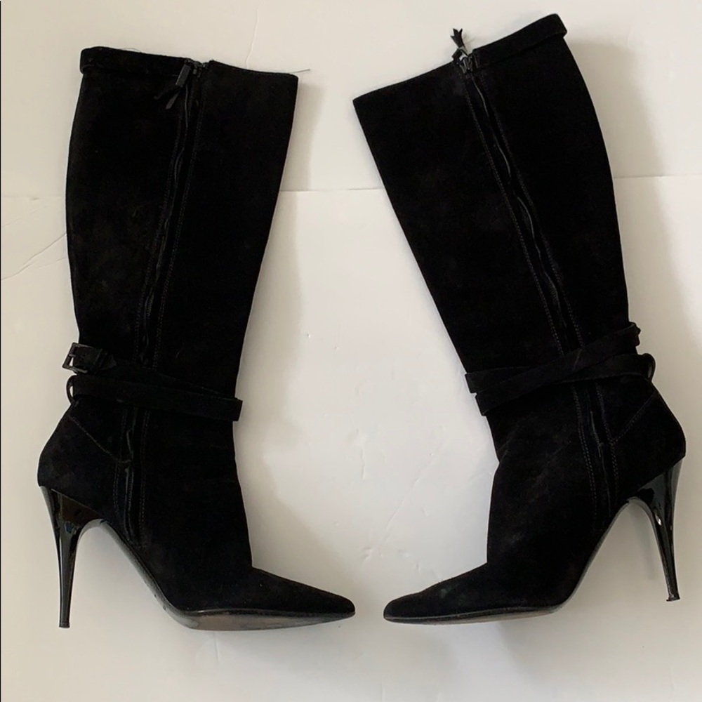 Burberry Black suede boots heels 37 7 Italy Zipper C Photos for best description - Picture 1 of 14